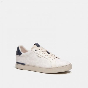 Coach Lowline Low Top Sneaker In Signature Canvas - Men's Sneakers - Chalk Cobalt | XOSL6877
