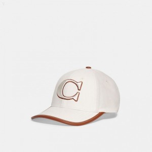 Coach Baseball Hat - Men's Hats - Chalk | XQVQ1382
