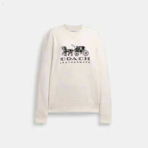 Coach Horse And Carriage Crewneck Sweatshirt - Men's Sweatshirt - Chalk | BUWL7709