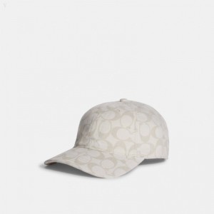 Coach Signature Hat - Men's Hats - Chalk | YCHN6761