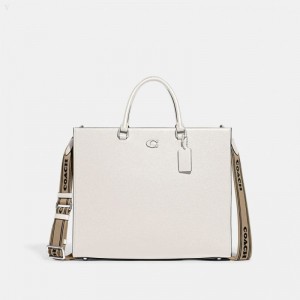 Coach Tote 40 With Signature Canvas Detail - Men's Tote Bags - Chalk | NIMV4907