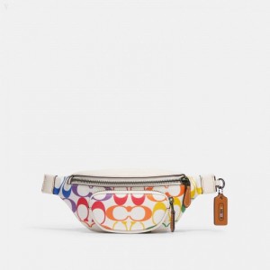 Coach Sprint Belt Bag 24 In Rainbow Signature Canvas - Women's Crossbody Bags - Chalk Multicolor | ZHAO7457