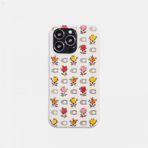Coach Iphone 14 Pro Max Case With Badlands Floral Print - Women's Accessories - Chalk / Multicolor | JBDO1851