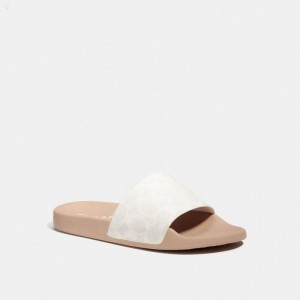 Coach COACH | Udele Sport Slide In Signature Canvas - Women's Sneakers - Chalk / Taupe | LAHZ7633