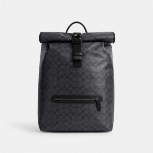 Coach Beck Roll Top Backpack In Signature Canvas - Men's Backpacks - Charcoal | CONV6097