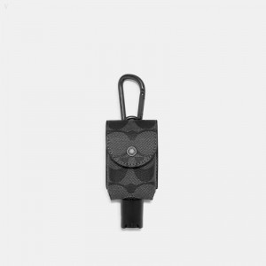 Coach Hand Sanitizer Holder In Signature Canvas - Men's Accessories - Charcoal | WOGE5714
