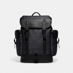 Coach Hitch Backpack In Signature Canvas - Men's Backpacks - Charcoal | PMAG2204