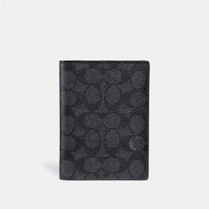 Coach Passport Case In Signature Canvas - Men's Accessories - Charcoal | RPIV7634