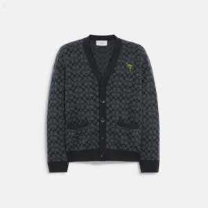Coach Rexy Cardigan Sweater - Men's Sweater - Charcoal | XEXS2186