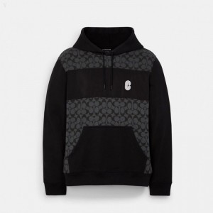 Coach Signature Hoodie - Men's Hoodie - Charcoal | AVIX9788