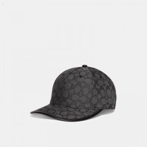 Coach Signature Jacquard Baseball Hat - Men's Hats - Charcoal | VFJB7797