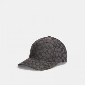 Coach Signature Jacquard Baseball Hat - Men's Hats - Charcoal | DBQI6883