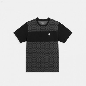 Coach Signature T Shirt - Men's T Shirts - Charcoal | RSWX5719