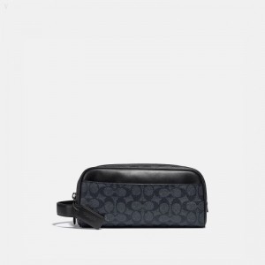 Coach Travel Kit In Signature Canvas - Men's Accessories - Charcoal | SSKM0959