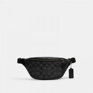 Coach Warren Mini Belt Bag In Signature Canvas - Men's Crossbody Bags - Charcoal | MVDA8966