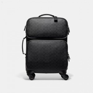 Coach Wheeled Carry On In Signature Canvas - Men's Duffle Bags - Charcoal | PEXD2745