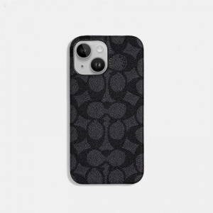 Coach Iphone 14 Case In Signature Canvas - Women's Accessories - Charcoal | TGIZ2304
