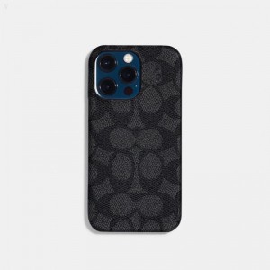 Coach Iphone 14 Pro Max Case In Signature Canvas - Women's Accessories - Charcoal | IBZU0893