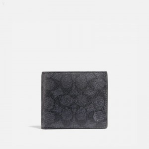 Coach Coin Wallet In Signature Canvas - Men's Wallets - Charcoal / Black | XVUE0523