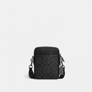 Coach Sullivan Crossbody In Signature Canvas - Men's Crossbody Bags - Charcoal / Black | OGMP7278