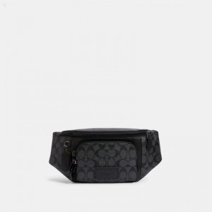 Coach Track Belt Bag In Signature Canvas - Men's Crossbody Bags - Charcoal / Black | AUIF4490