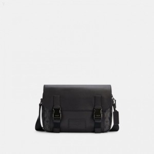 Coach Track Crossbody In Signature Canvas - Men's Crossbody Bags - Charcoal / Black | XNQE3953
