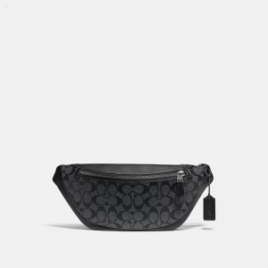 Coach Warren Belt Bag In Signature Canvas - Men's Crossbody Bags - Charcoal / Black | HLAH1502
