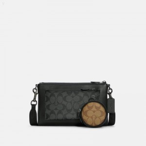 Coach Holden Crossbody In Signature Canvas - Women's Crossbody Bags - Charcoal / Black Multicolor | ZXAU2629