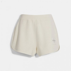 Coach Garment Dye Retro Sweatshorts - Women's Shorts - Cream | JCMH4681