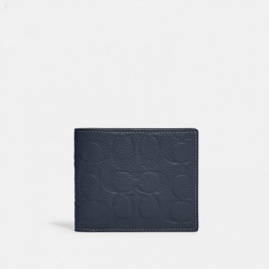 Coach 3 In 1 Wallet In Signature Leather - Men's Wallets - Dark Blue | KZKC7722