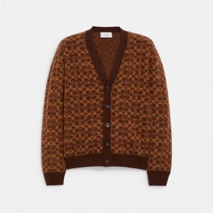 Coach Signature Cardigan - Men's Coats - Dark Brown | BKIM8794