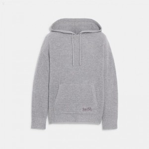 Coach Knitted Hoodie - Men's Hoodie - Dark Grey Ash | FRLQ7075