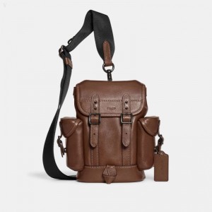 Coach Hitch Backpack 13 - Men's Backpacks - Dark Saddle | MCFI7366