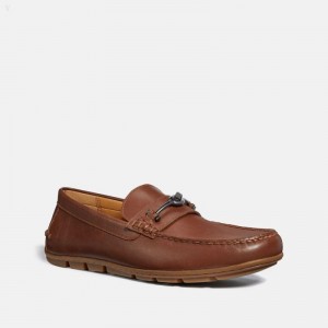 Coach Mott Driver - Men's Flat Shoes - Dark Saddle | FKGM5596