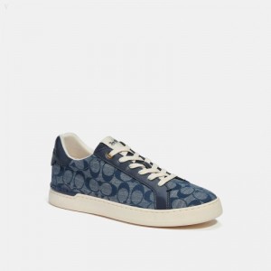 Coach Clip Low Top Sneaker In Signature Chambray - Women's Sneakers - Deep Navy | GPPT0262