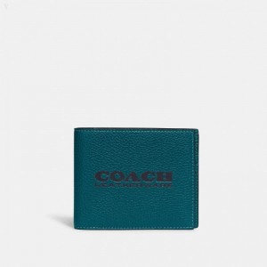 Coach 3 In 1 Wallet - Men's Wallets - Deep Turquoise / Deep Navy | QXET8802