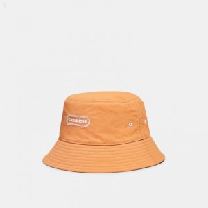 Coach Bucket Hat With Coach - Men's Hats - Faded Orange | ZLXG9149
