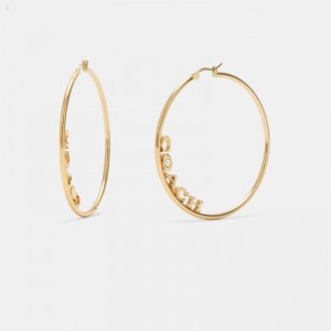 Coach Coach Medium Hoop Earrings - Women's Jewelry - Gold | JRSN3231