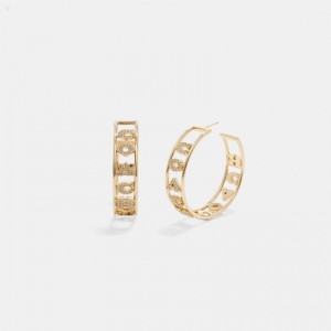 Coach Coach Pavé Double Hoop Earrings - Women's Jewelry - Gold | CCWJ7473