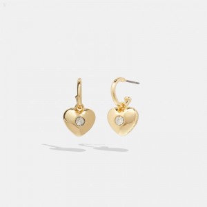 Coach Heart Huggie Earrings - Women's Jewelry - Gold | DBPQ2494