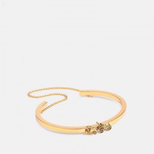 Coach Horse And Carriage Double Chain Cuff - Women's Jewelry - Gold | YKFS5430