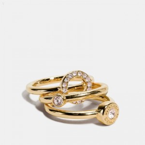 Coach Open Circle Halo Ring Set - Women's Jewelry - Gold | JUDQ8934