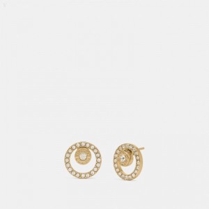 Coach Open Circle Halo Stud Earrings - Women's Jewelry - Gold | YTTR5353