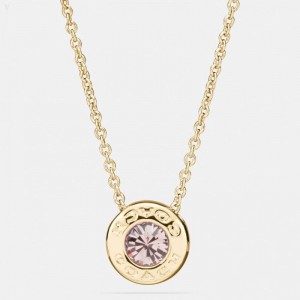 Coach Open Circle Stone Strand Necklace - Women's Jewelry - Gold | MOKC4875