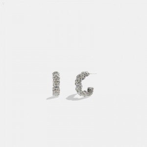 Coach Pavé Tea Rose Hoop Earrings - Women's Jewelry - Gold | TXUZ3087