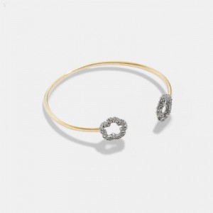 Coach Pavé Tea Rose Open Cuff Bracelet - Women's Jewelry - Gold | GXGJ4252