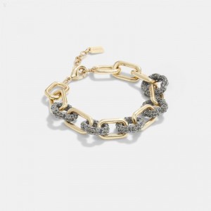 Coach Pavé Tea Rose Statement Bracelet - Women's Jewelry - Gold | PSAP7000