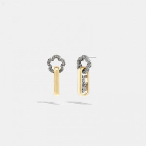 Coach Pavé Tea Rose Statement Drop Earrings - Women's Jewelry - Gold | LRCK0402