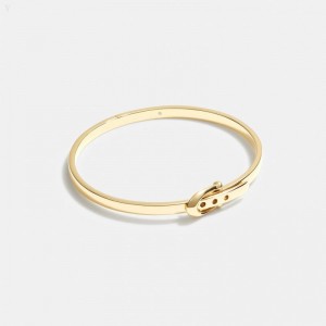 Coach Signature Buckle Thin Bangle - Women's Jewelry - Gold | PMQD4788