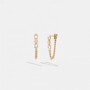 Coach Signature Chain Earrings - Women's Jewelry - Gold | IPDI8543